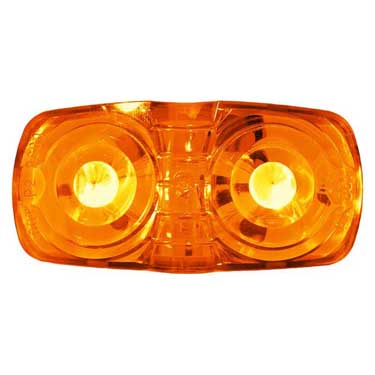 LED Marker/ Clearance, PC-Rated Multi-volt Rectangular, Double Bulls-Eye 4″X2″, amber, bulk pack