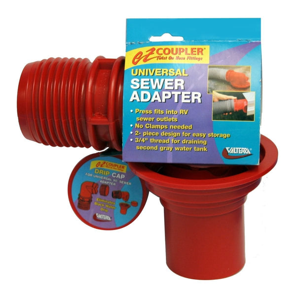 Valterra EZ Coupler Universal Sewer Adapter, Red, Carded