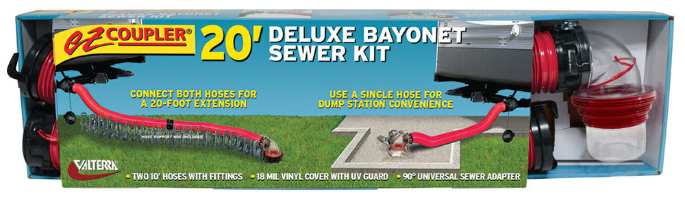 Valterra EZ Coupler Deluxe Bayonet Sewer Hose Kit, 20′, Boxed