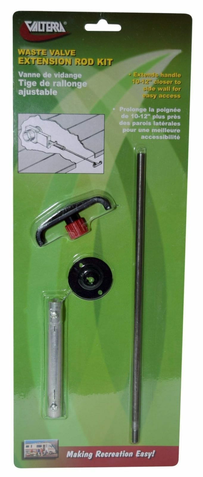 Valterra Waste Valve Extension Rod Kit, 10″ to 12″, Carded
