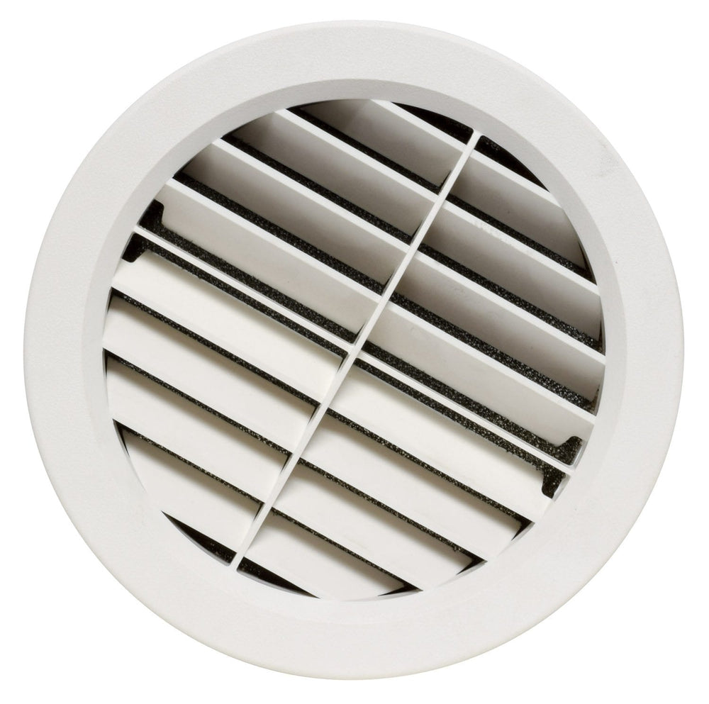 Valterra Heating and A/C Register, 5″, Rotating/Fixed Vane Air Return, Covered Screws, Plastic, 7/8″ Collar, Removable Foam Filter, Beige, Carded