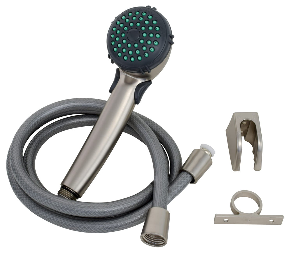 Valterra Hand Held Shower Kits – Single Function, Brushed Nickel With Brushed Nickel Vinyl Hose, Carded