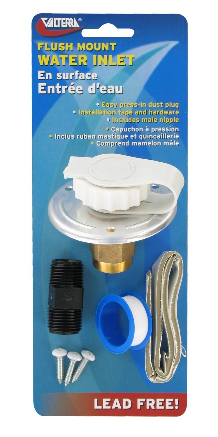 Valterra Water Inlet, 2-3/4" Flange, FPT, Lead-Free, Alum Finish, Carded