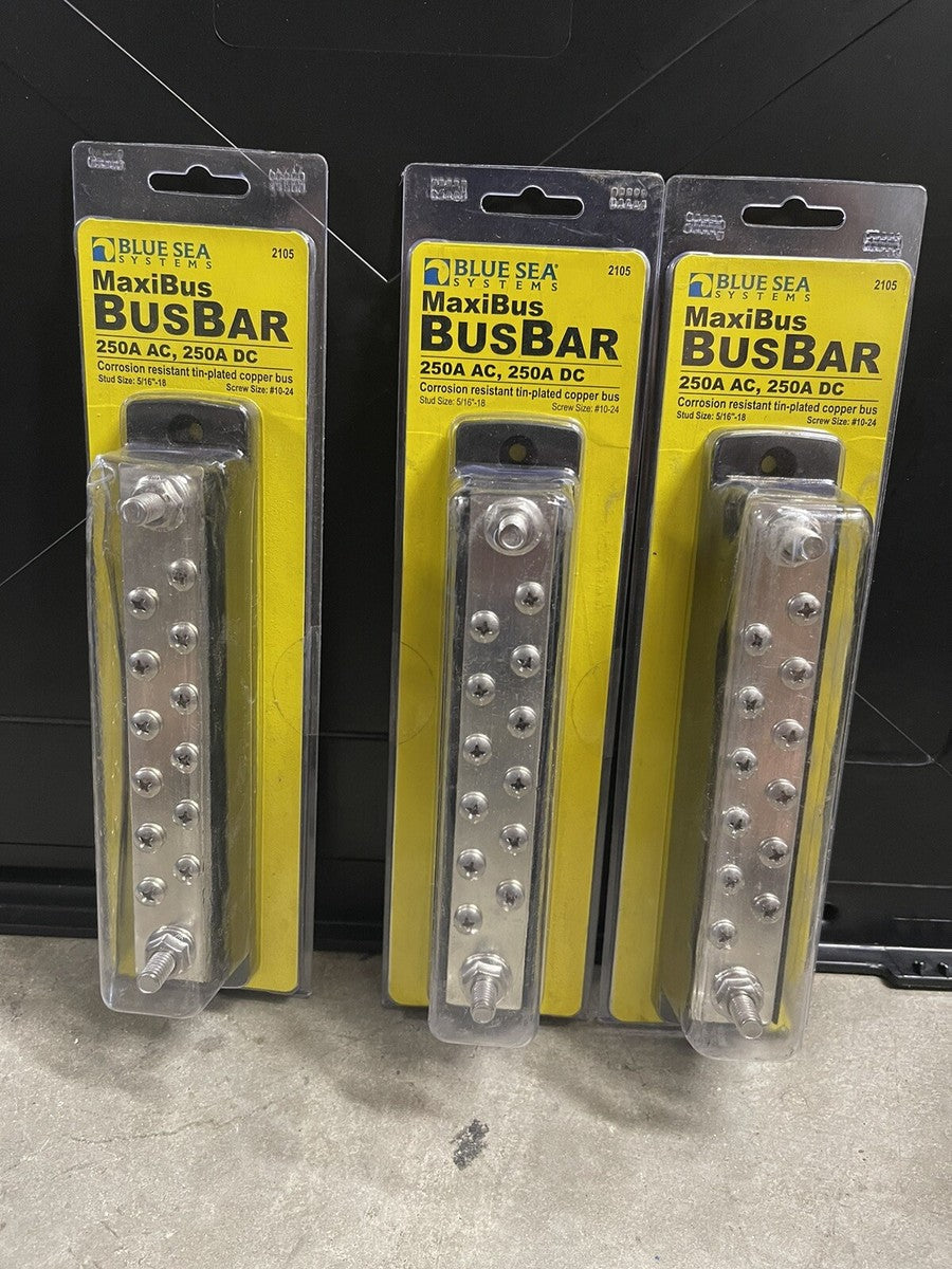 Blue Sea Systems MaxiBus 250A BusBar - Two 5/16"-18 Studs and Twelve #10-24