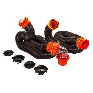 Camco RhinoFLEX 20' Sewer Hose Kit w/4N1,Elbow, Caps