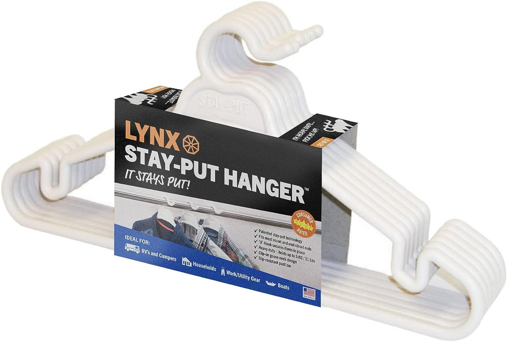 Tri-Lynx Stay-Put Hanger (6 pack), White