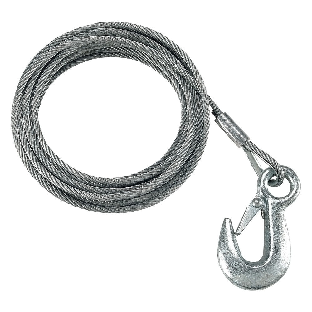 Fulton Trailer Winch Accessory, Cable w/ Hook, 3/16 Inch x 25 Foot
